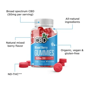 Alternative view of CBDfx, Original Mixed Berry CBD Gummies, Broad Spectrum THC-Free, 60ct, 1500mg CBD