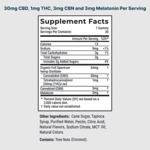 Joy Organics CBD Sleep Gummies CBN THC Nighttime Berry Full Spectrum 30ct 30mg THC 90mg CBN 900mg CBD 3